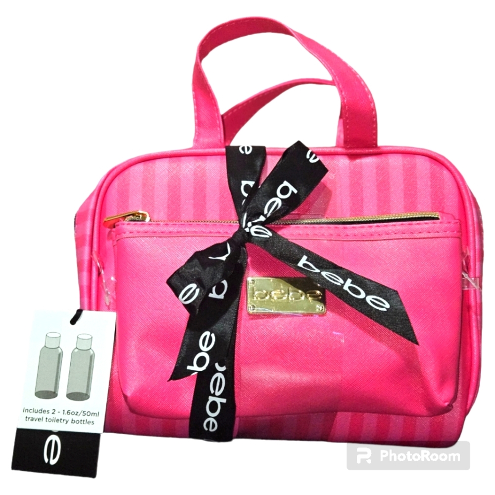 BEBE Pink 2pcs Cosmetic Travel Bag Set